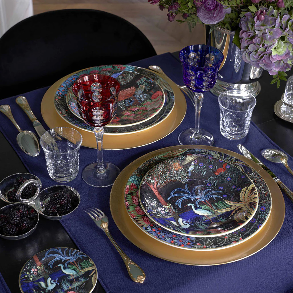 Gien, Jardin du palais, Set of 4 dinner plates.