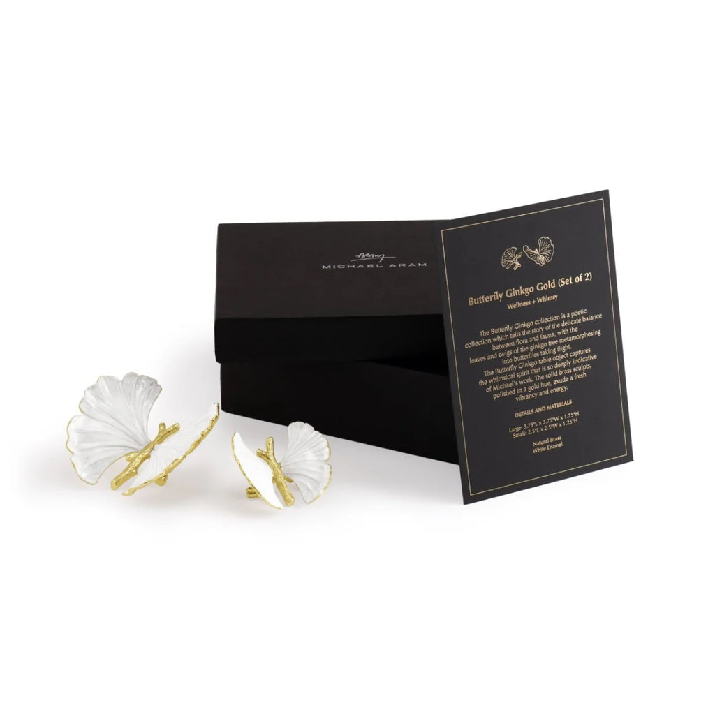 Michael Aram, Butterfly ginkgo gold decorative object, set of 2