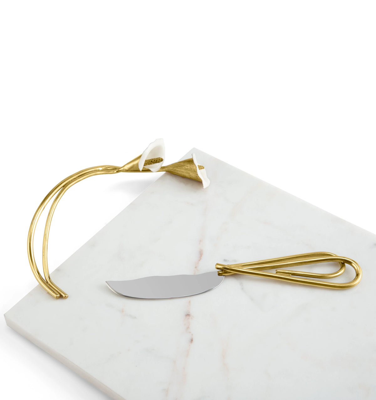 Michael Aram, Calla lily, Cheese board with a knife.