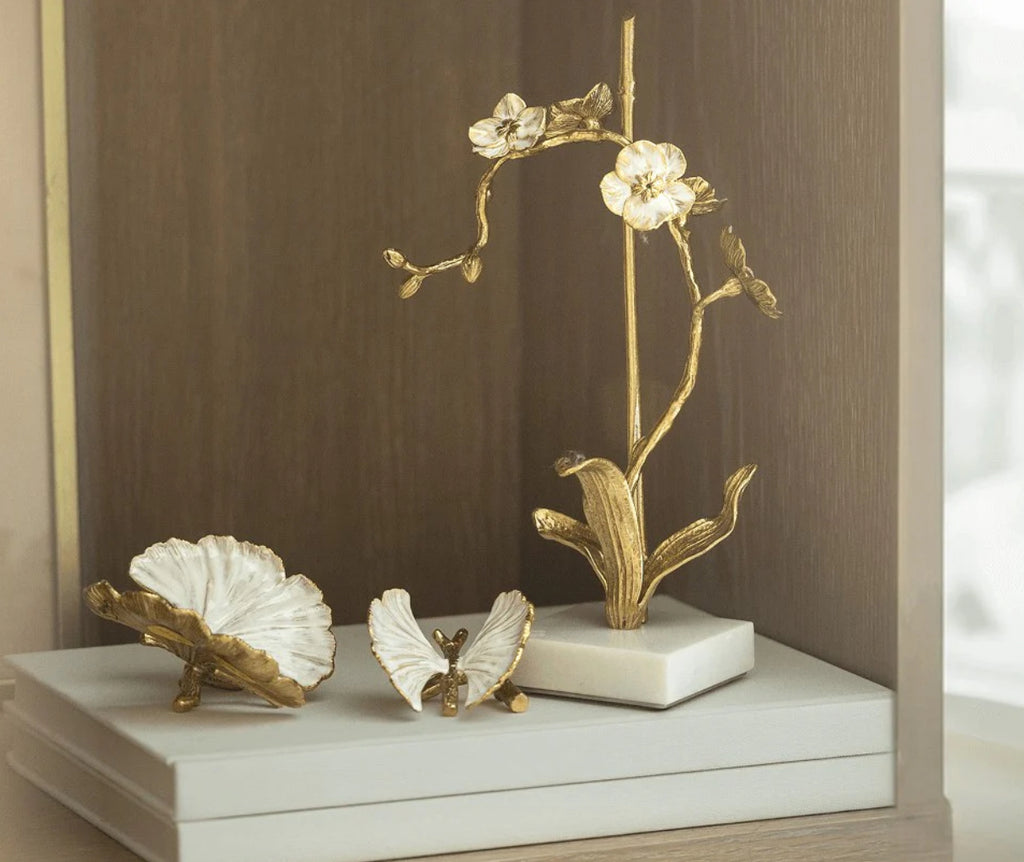 Michael Aram, Butterfly ginkgo gold decorative object, set of 2