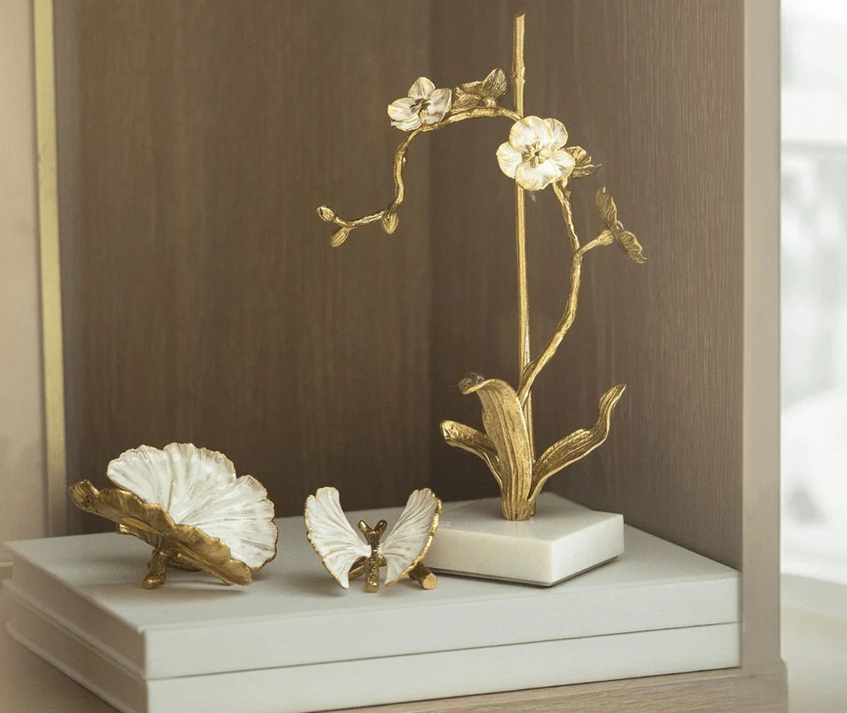 Michael Aram, Butterfly ginkgo gold decorative object, set of 2