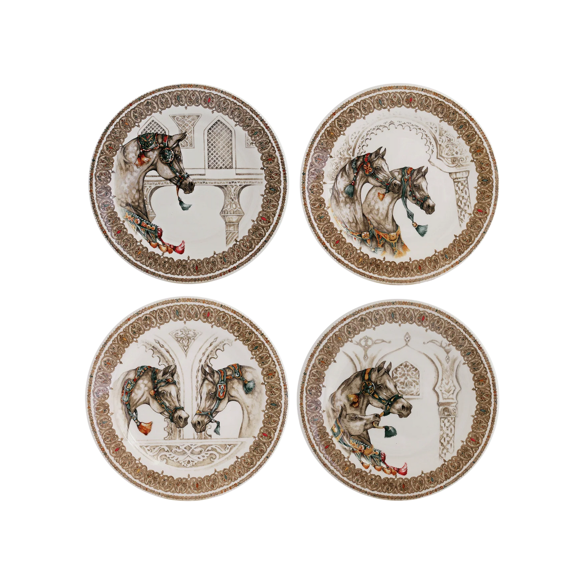 Gien, Chevaux du vent, Set of 4 dinner plates.