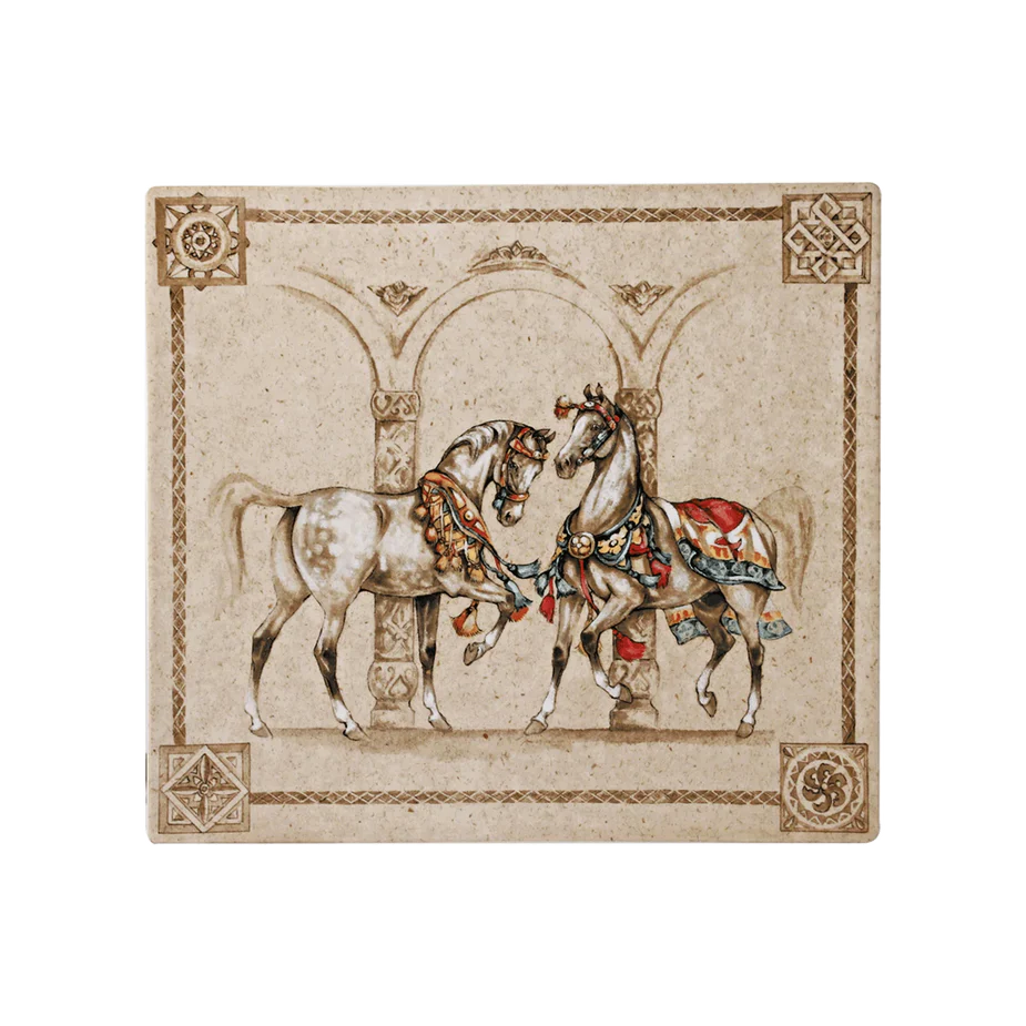 Gien, Chevaux du vent, Square serving plate.