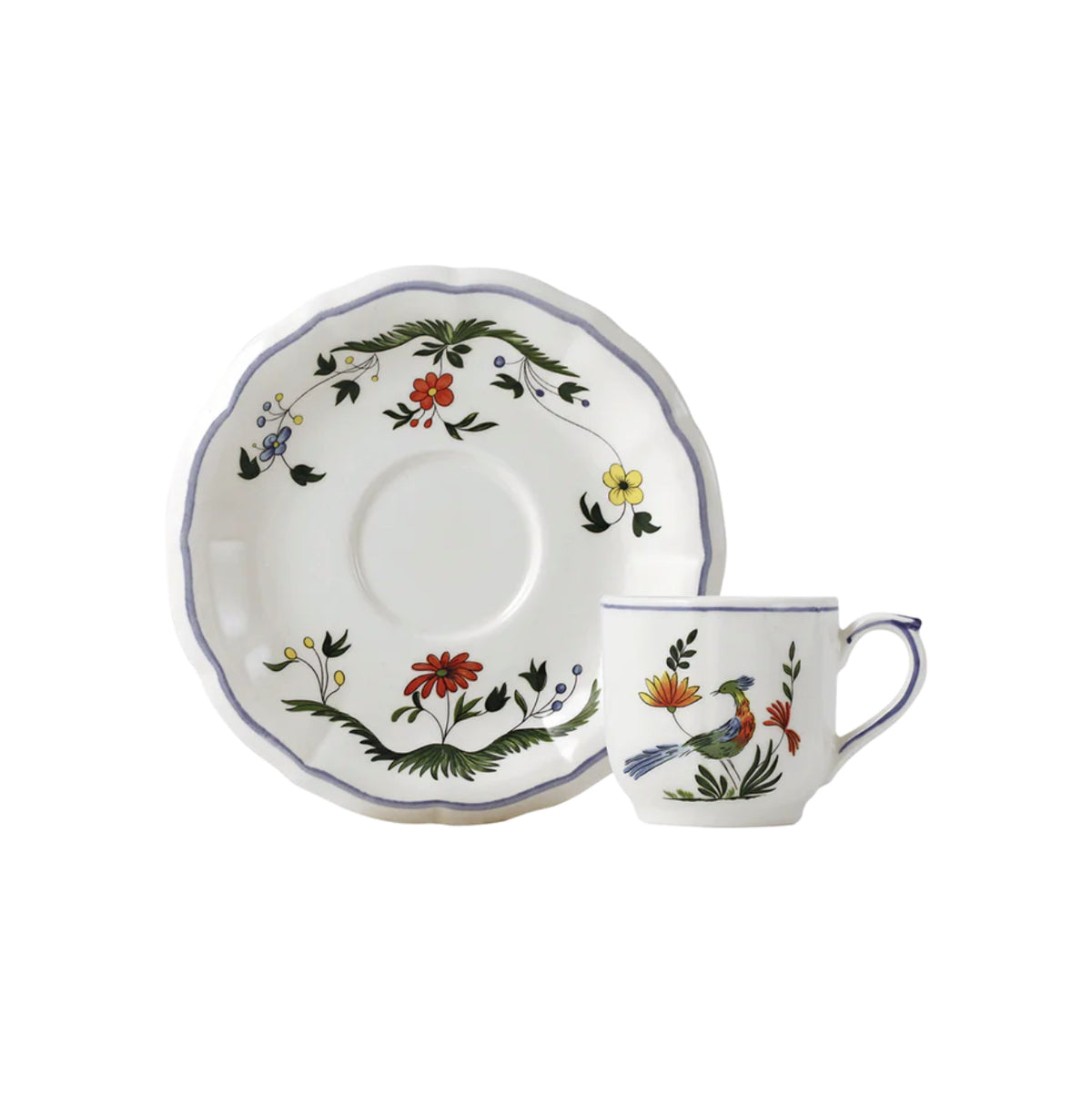 Gien, Oiseaux paradis, 2 espresso cups.