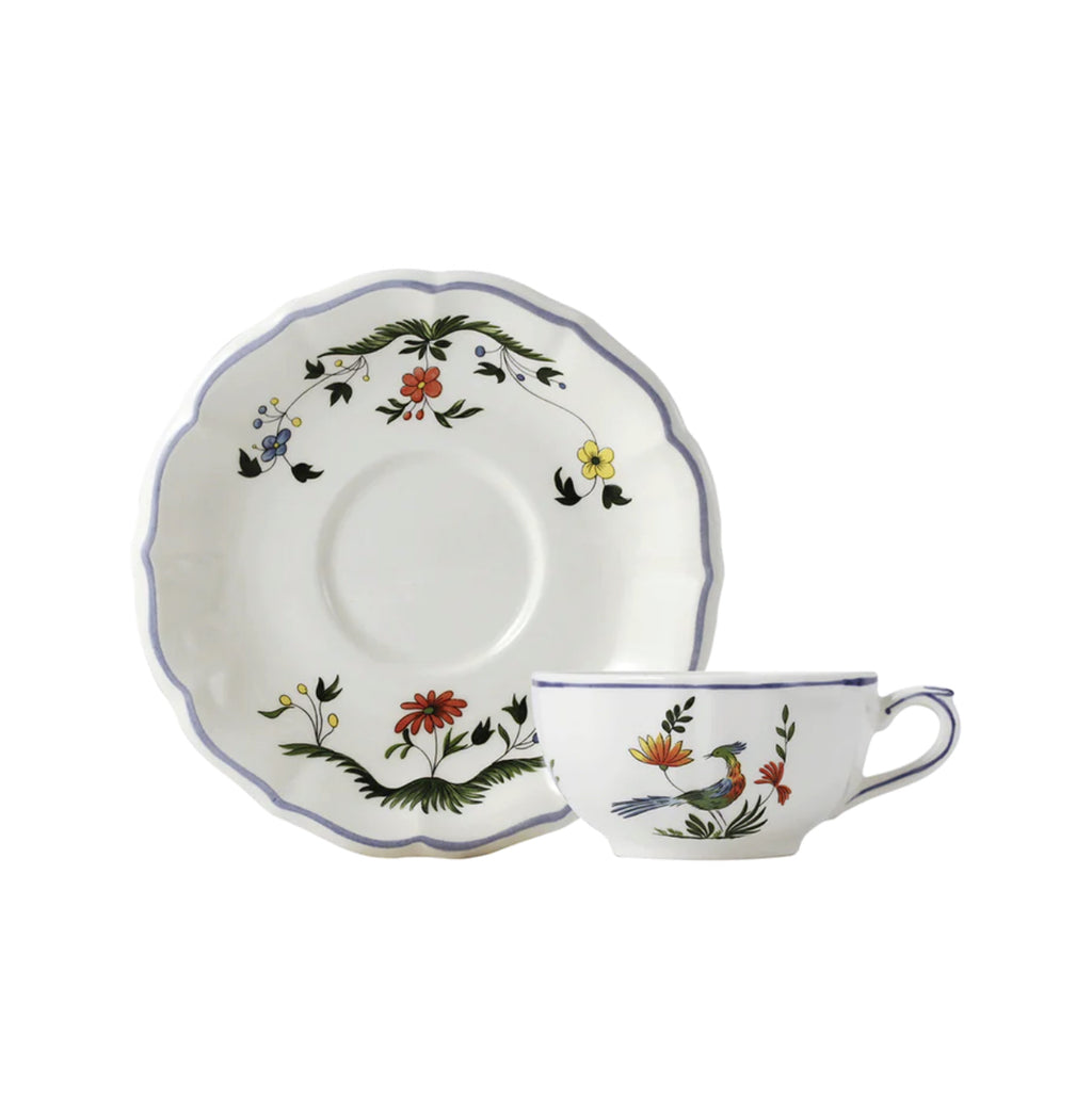 Gien, Oiseaux paradis, 2 tea cups.