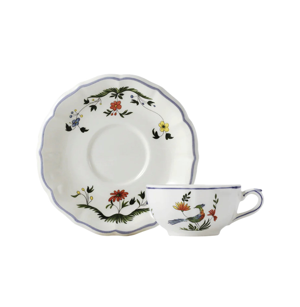 Gien, Oiseaux paradis, 2 tea cups.